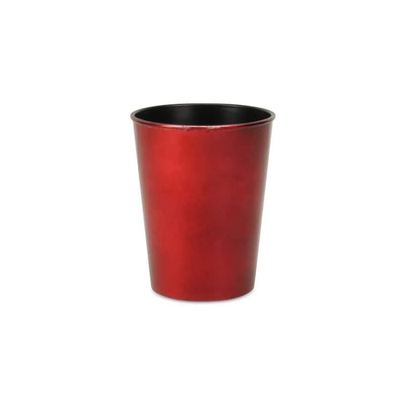 HomeRoots 5" Red Recycled Plastic Indoor Outdoor Round Pot Planter