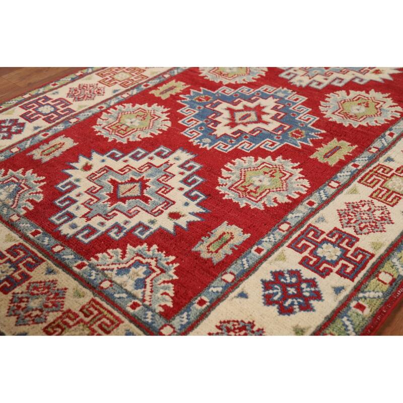 Red Kazak Foyer Rug Hand-Knotted Bedroom Wool Carpet - 2'9"x 4'3"