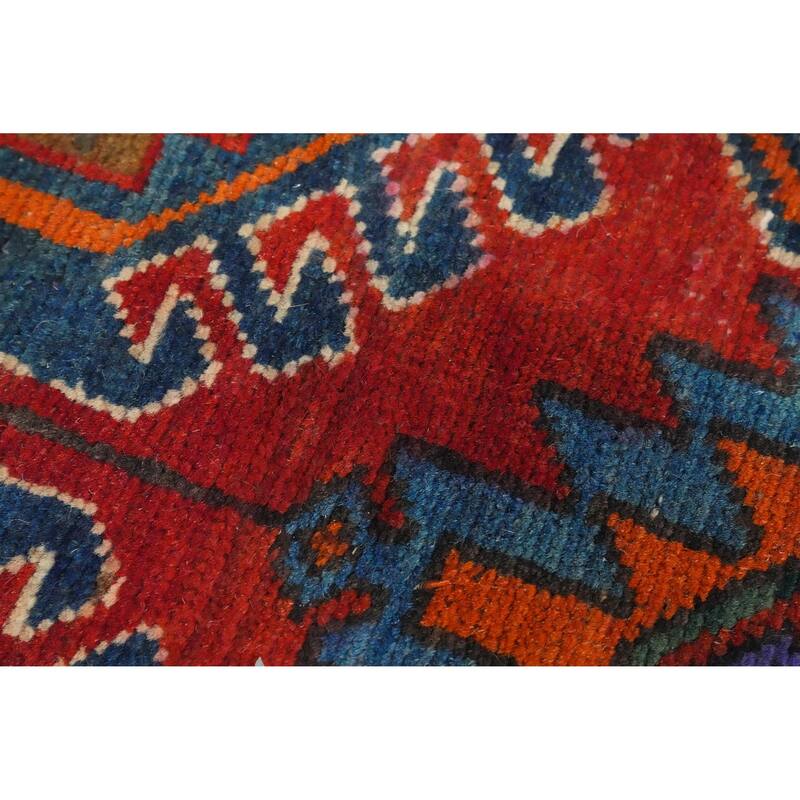 Hand Knotted Oriental 100% Wool Carpet Traditional Tribal Red Ardebil Runner Rug - 10' 6'' X 3' 10''