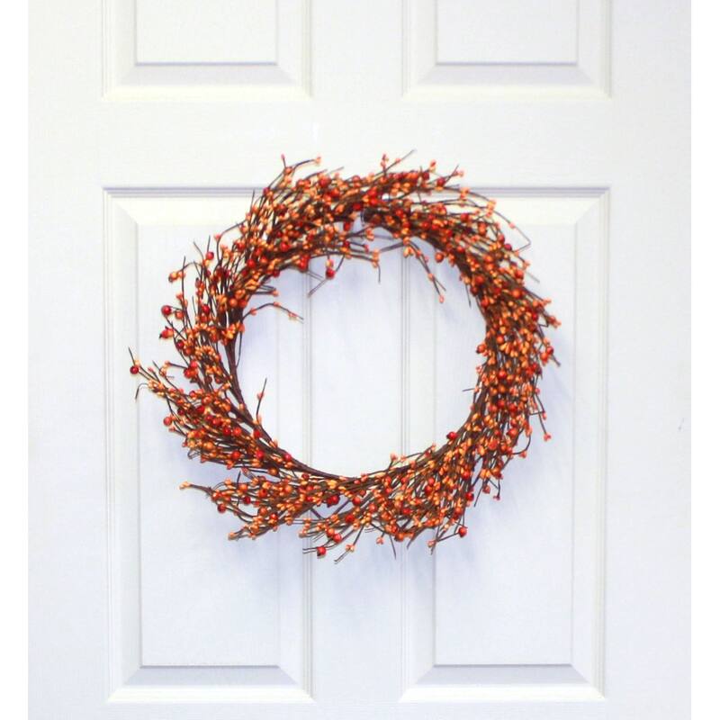 16" Mixed Berry Wreath, Orange