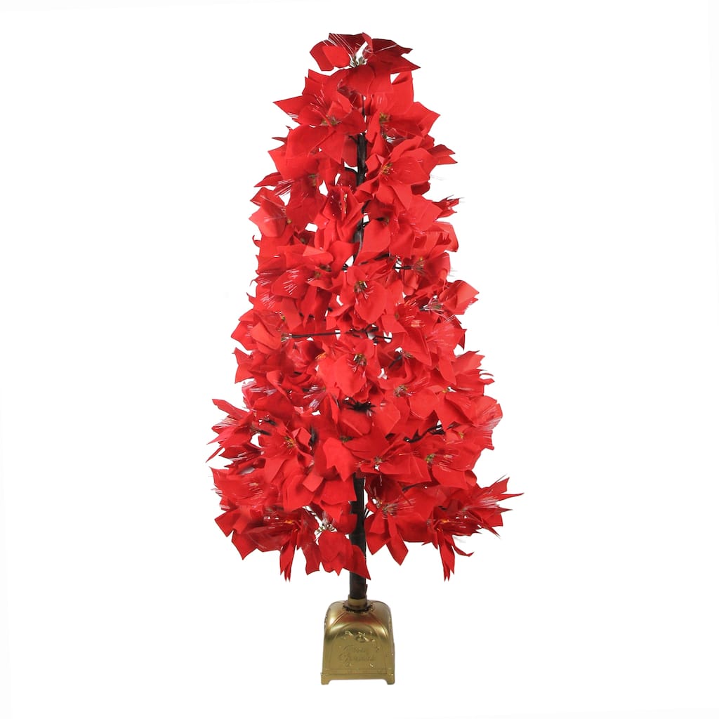 Pre-Lit Fiber Optic Color Changing Red Poinsettia Christmas Tree - 4' - Multi - 4 Foot