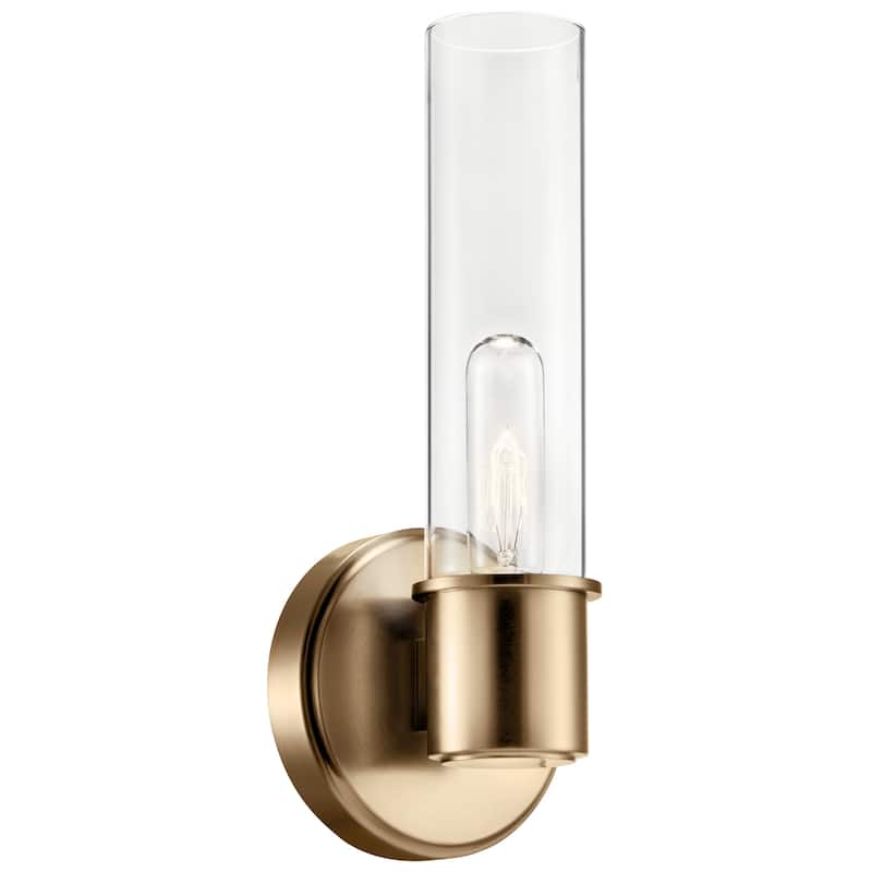 Aviv 1-Light Wall Sconce with Clear Glass Shade - Champagne Bronze - 13 in