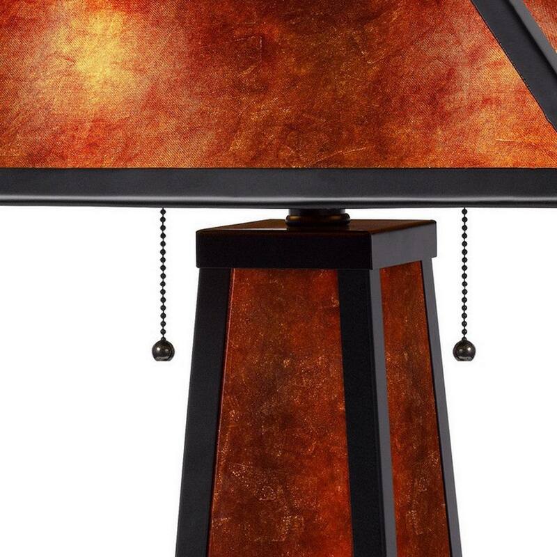 24 Inch Elegant Mica Table Lamp With Night Light, Pull Chain Switch - 23.5 H x 16 W x 16 L Inches