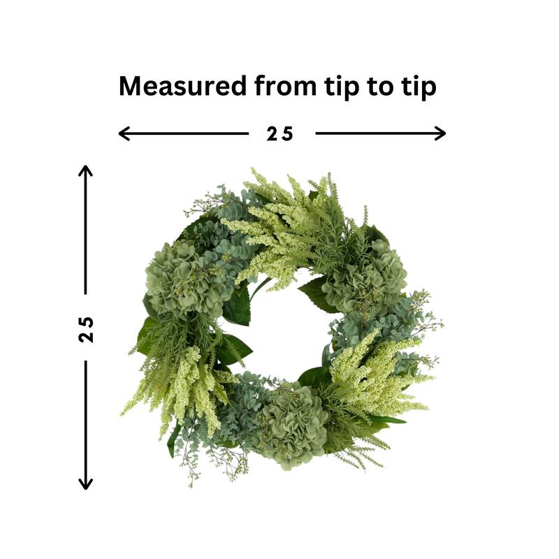 25" Hydrangea, Heather and Eucalyptus Wreath