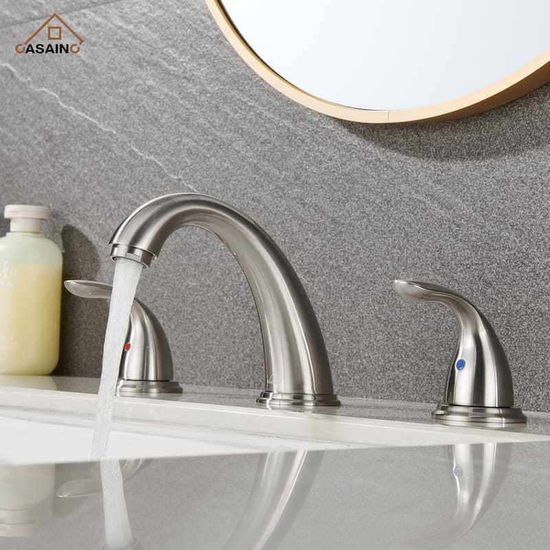 8 in. Widespread Double Handle Bathroom Faucet with Drain Kit Included