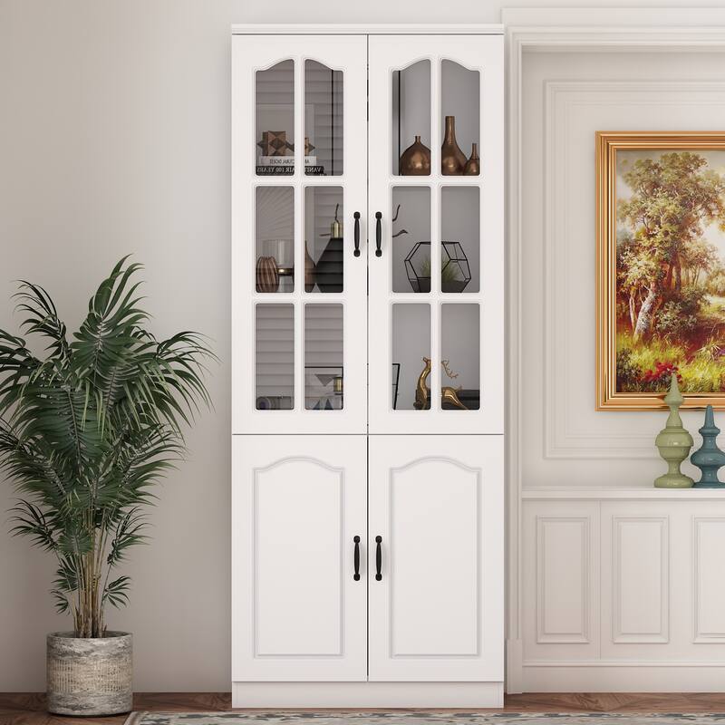 Kitchen Cabinet Clear Visibility Tempered Glass Showcase Combo Cabinet