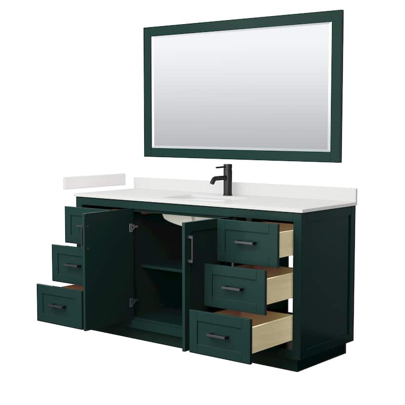 Miranda 66-inch Single Vanity, Quartz Top, 58-inch Mirror