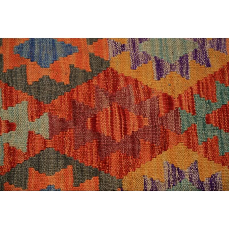Reversible Kilim Oriental Area Rug Hand-Woven Wool Carpet - 8'1" x 10'4"