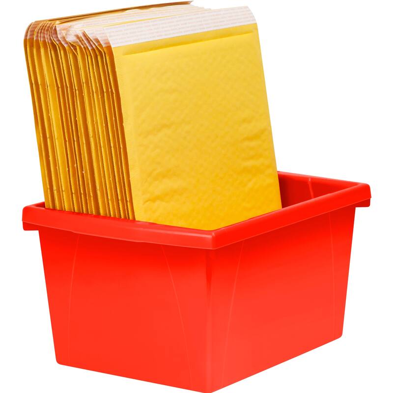 Storex 4 Gallon Storage Bin, Red, Pack of 3