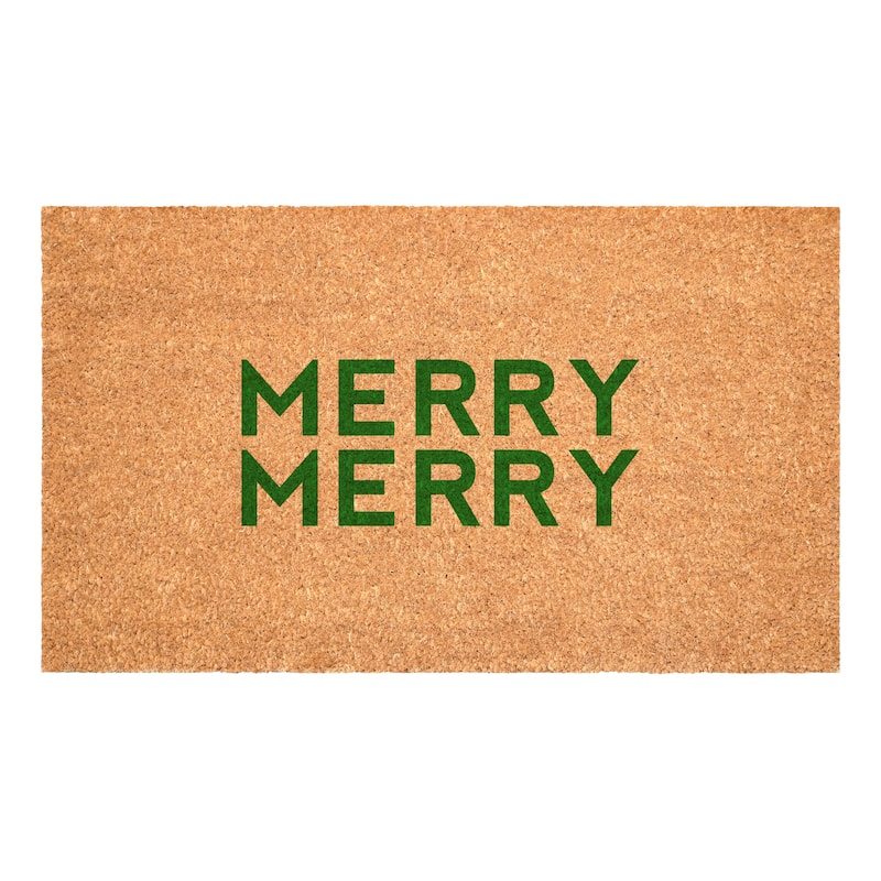 HomeRoots 24" X 36" Brown And Green Christmas Outdoor Coir Door Mat - 24.00' X '36.00