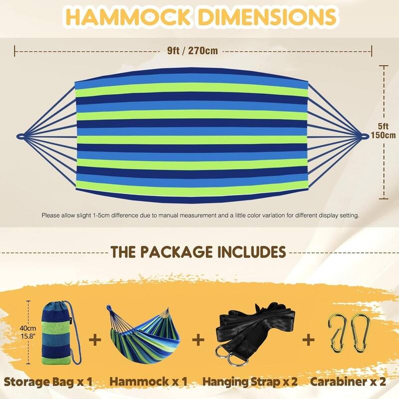 Portable Camping Hammocks for Hanging Sturdy Garden - 106"L x 59"W
