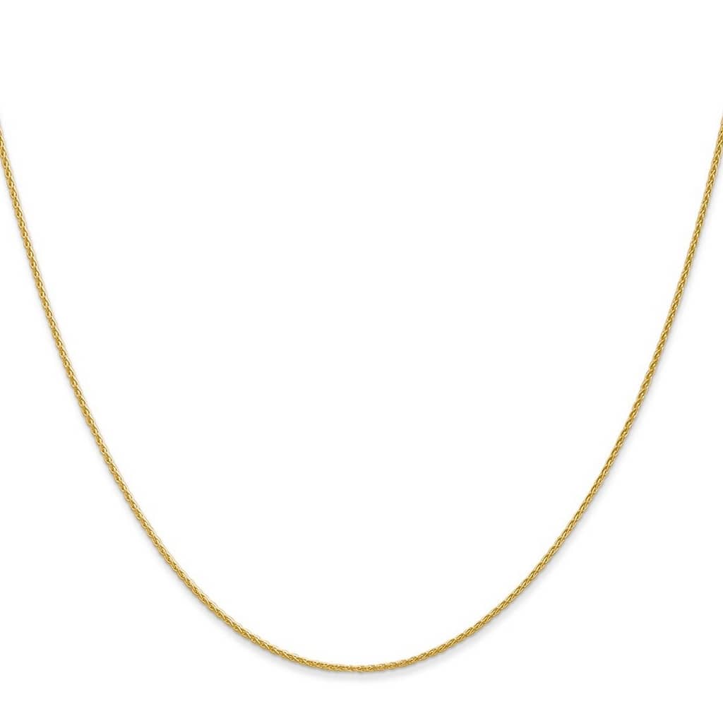 Curata 14k Yellow Gold Solid 1.0mm Round Wheat Chain Necklace Options: 16 18 20 22 24 30