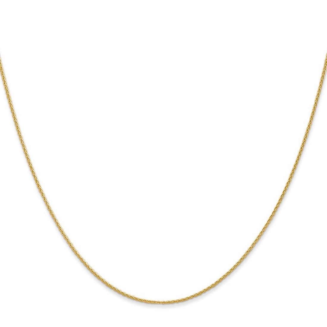 Curata 14k Yellow Gold Solid 1.0mm Round Wheat Chain Necklace