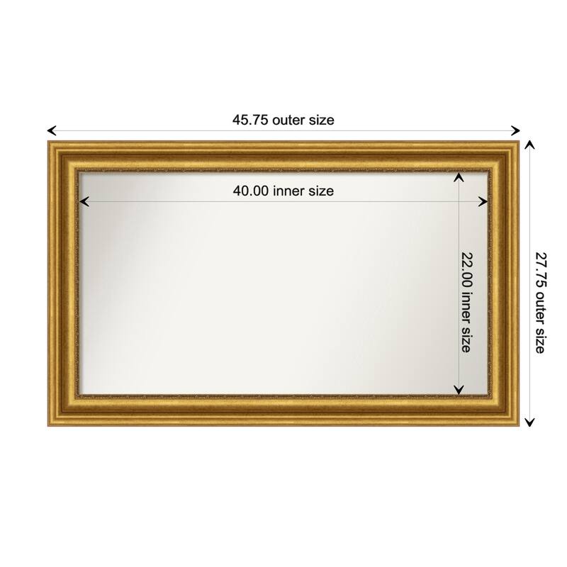 Parlor Gold Framed Non-Beveled Custom Wall Mirror, Bathroom Vanity Mirror - Outer Size: 45.75 x 27.75