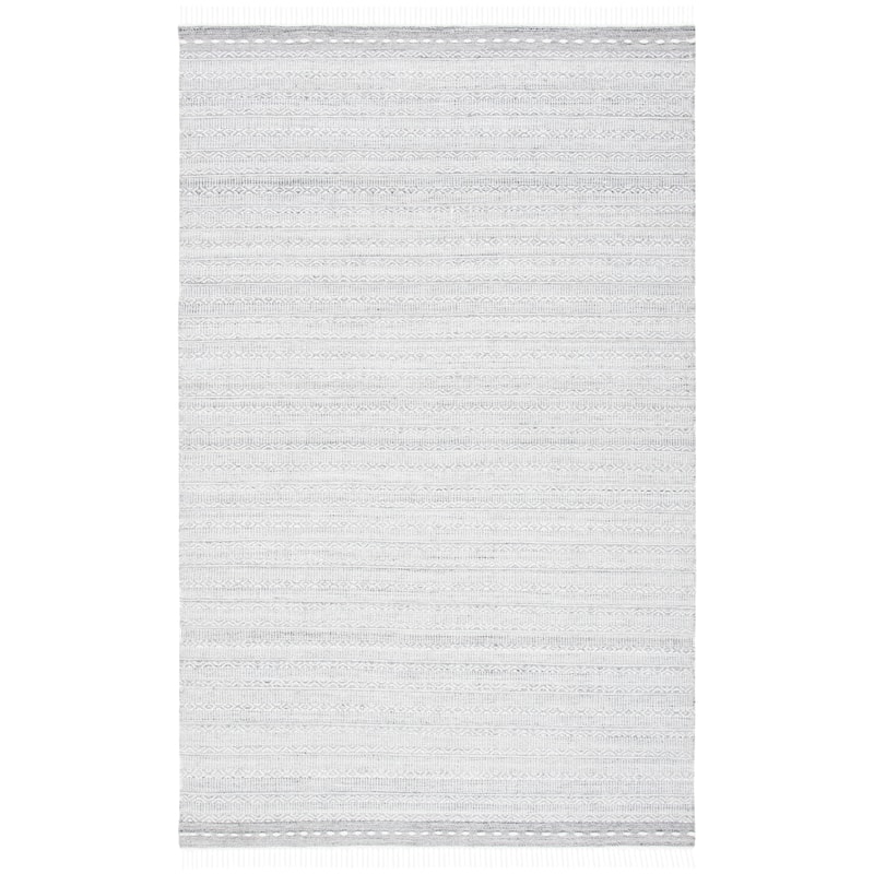 SAFAVIEH Striped Kilim Tzoulia Fringe Rug - 7' Square - Grey/Ivory