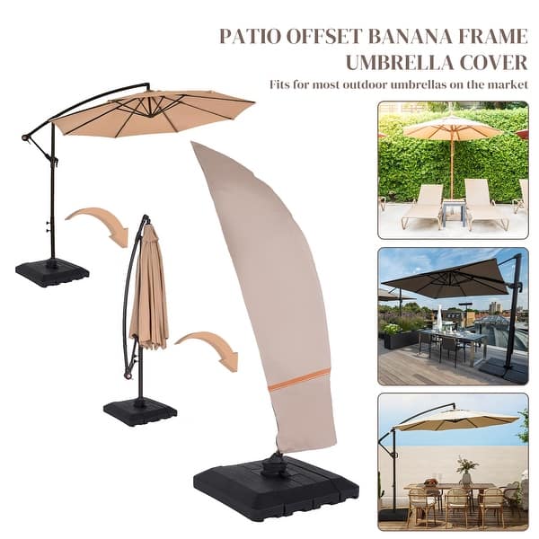 bed bath beyond offset patio umbrella cover Deluxe Beige Patio Umbrella Cover with Zipper for 9 to 12 FT Offset Umbrella  with Curved Cantilever and Straight Pole - Bed Bath & Beyond