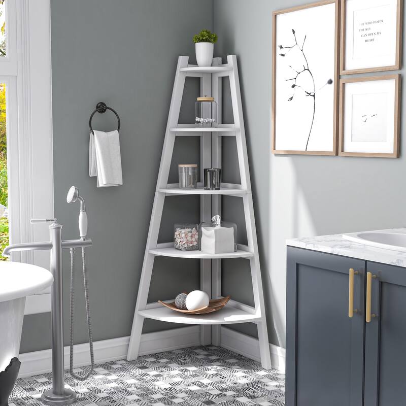 Kiki Transitional 5-Tier Corner Ladder Display Bookshelf by Furniture of America