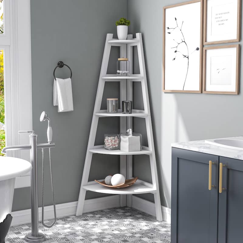 Kiki Transitional 5-Tier Corner Ladder Display Bookshelf by Furniture of America - Black