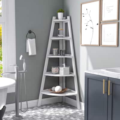 Kiki Transitional 5-Tier Corner Ladder Display Bookshelf by Furniture of America