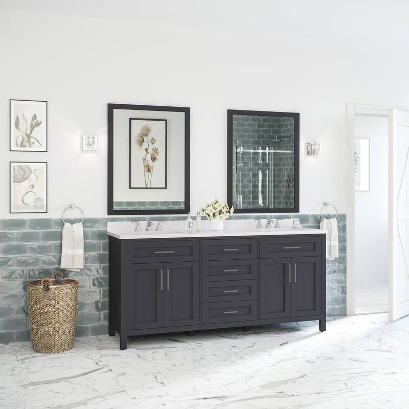 OVE Decors Tahoe 72 in. Dark Charcoal Vanity with 2 Mirrors included