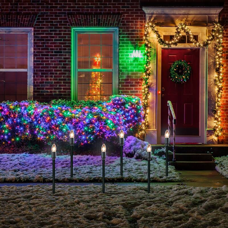 Lighted C9 Christmas Outdoor Pathway Markers - 10.5"- Clear - Set of 15