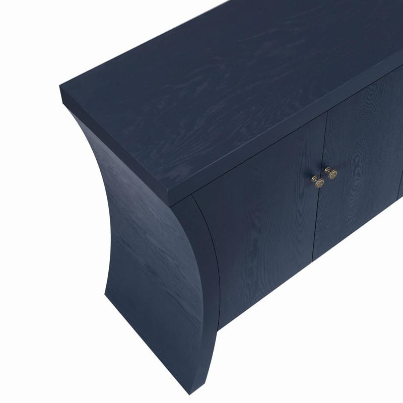 Retro 4-Door Wooden Credenza Cabinets with Solid Legs for Versatile Storage