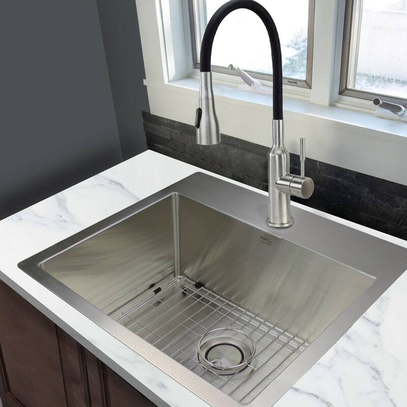 Transolid LSA1-252212-BS 25-in x 22-in Dual-Mount Laundry/Utility Sink Kit in Brushed Stainless - 25" X 22"