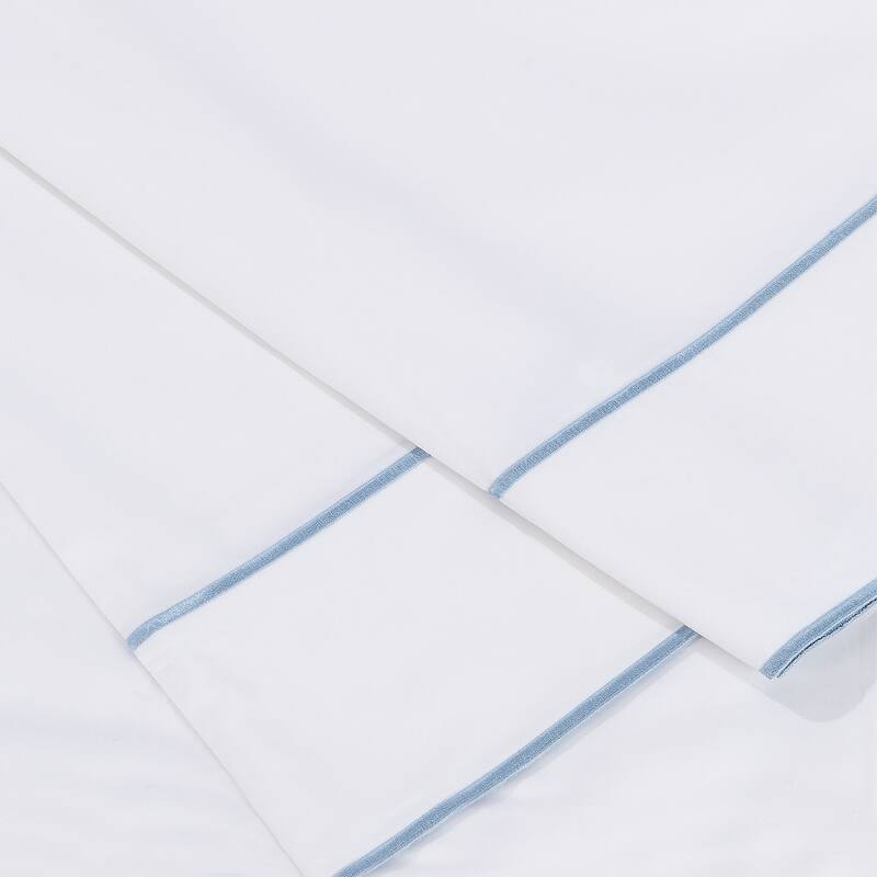 Home Sweet Home Collection 600TC Cotton Stripes Embroidery Edges Sheet Set & Pillowcases