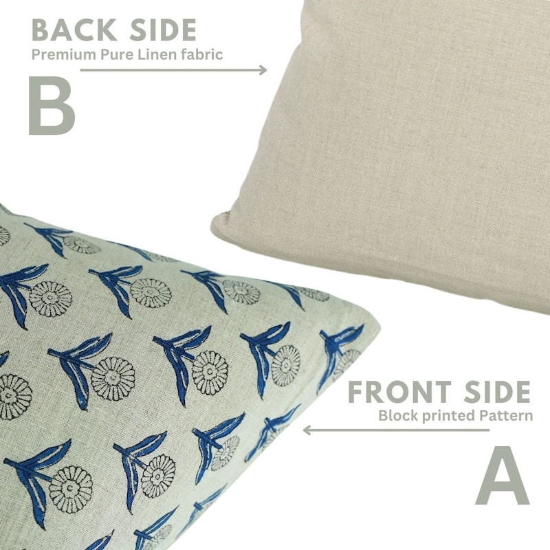Fabdivine Bohemian Linen Pillow Cover Handmade Floral Farmhouse Décor, Gandapushp