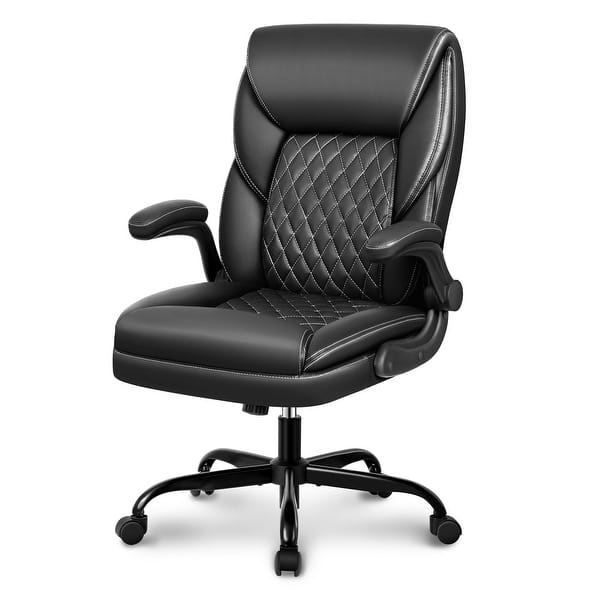 Office Chair, Executive Leather Desk Chairs, Ergonomic Computer Desk Chair with FlipUp Arms