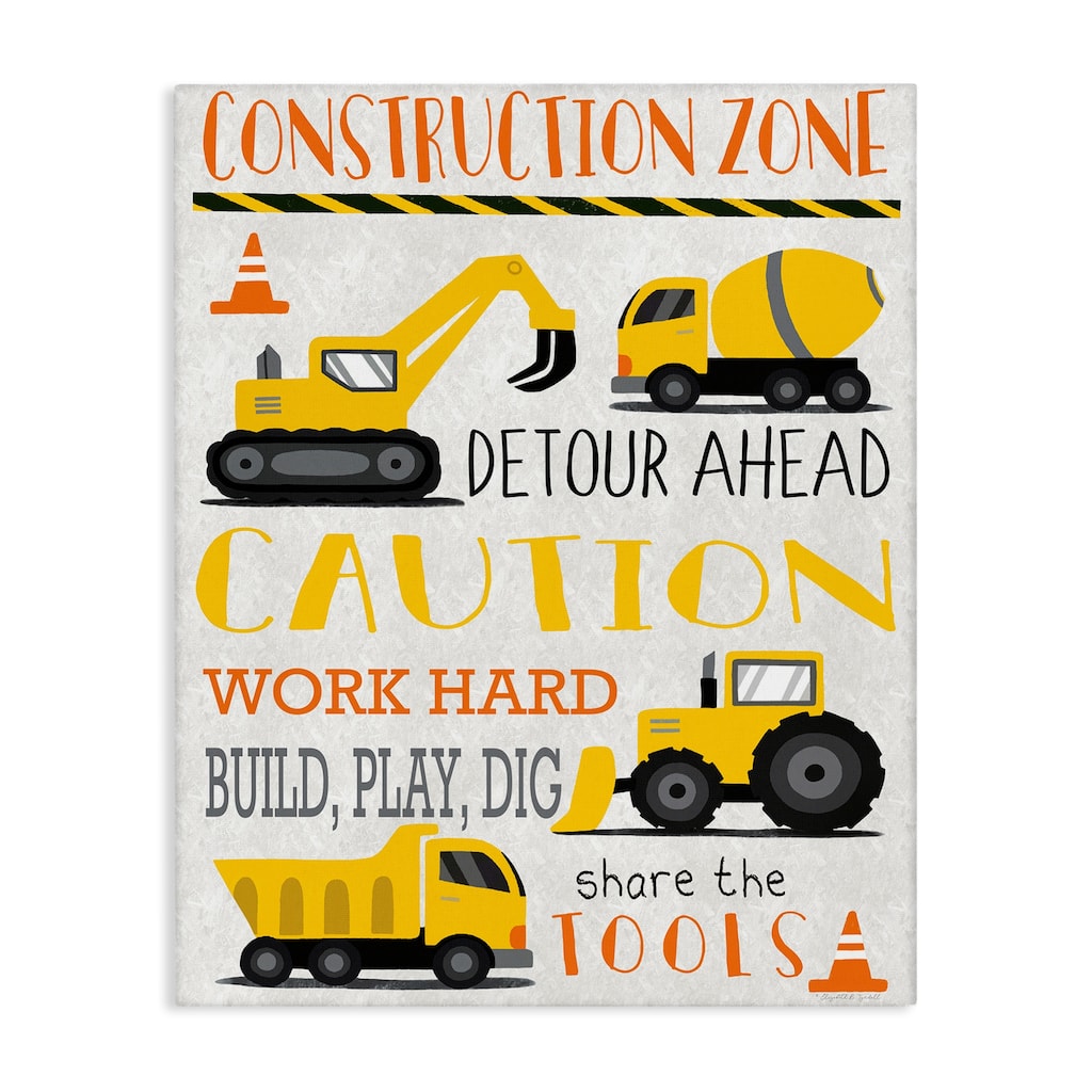 Stupell Construction Zone Ahead Canvas Wall Art Design By Elizabeth Tyndall