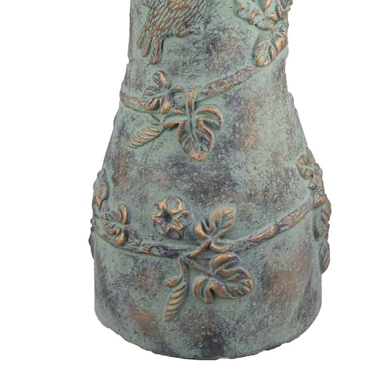 Menon Bird Bath Feeder, Decorative Designs, Green Terracotta, 20 Inch