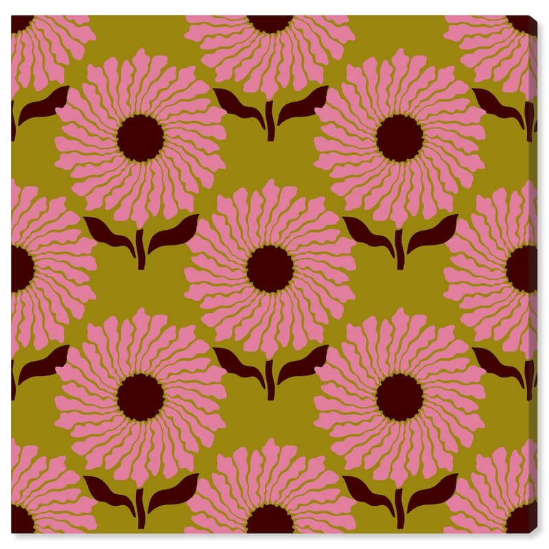 Wynwood Studio Canvas Fashion and Glam Pop Garden Pink and Dark Pink Vintage Wall Art Canvas Print