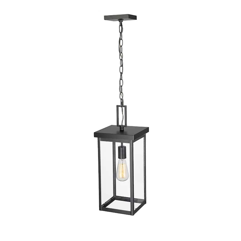 Millennium Lighting Barkeley 1 Light Outdoor Hanging Lantern in Powder Coated Black with ClearGlass Shades