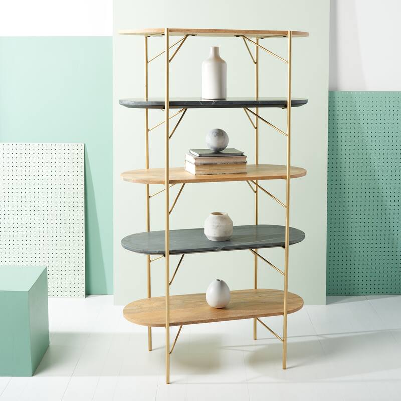 SAFAVIEH Couture Lawson Marble Bookcase - 34"W x 16"D x 59"H