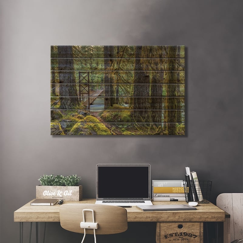 USA, Washington State, Olympic National Park. Bridge Across North Fork Skokomish River. Print On Wood by Jaynes Gallery