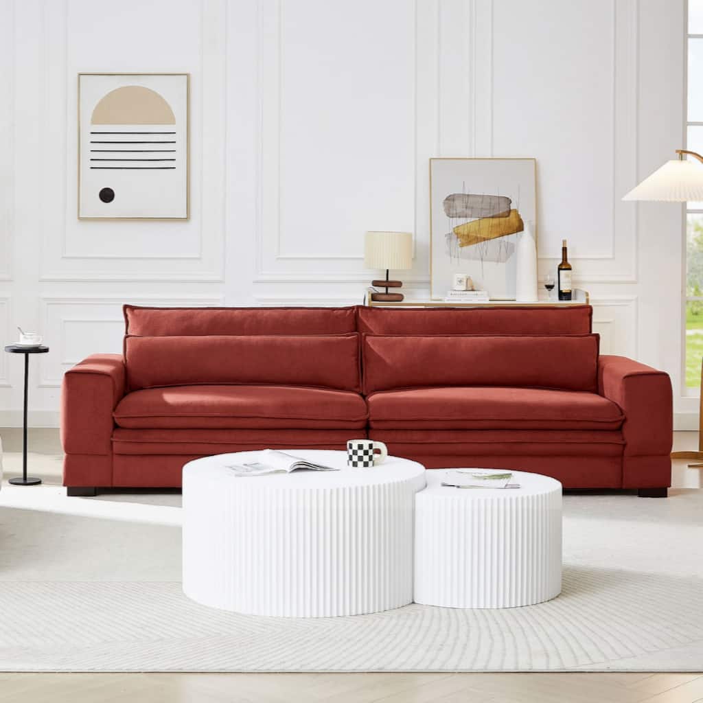 Mid-Century Modern Fabric Sofa, Upholstered Sofa Couch with two pillows Modern Loveseat Sofa for Living Room