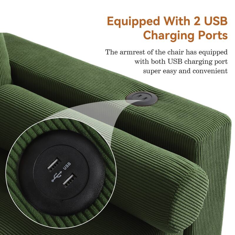 Corduroy Convertible Chair 3 in 1 Sleeper Sofa Chair Bed