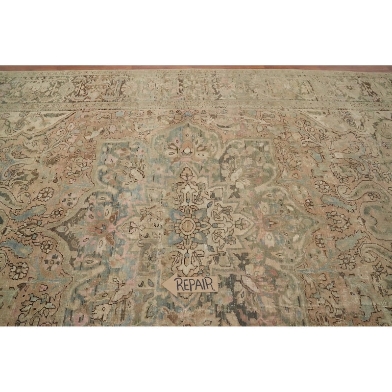 Hand Knotted Oriental 100% Wool Carpet Traditional Floral Multi-Colored Heriz Area Rug - 11' 9'' X 8' 5''