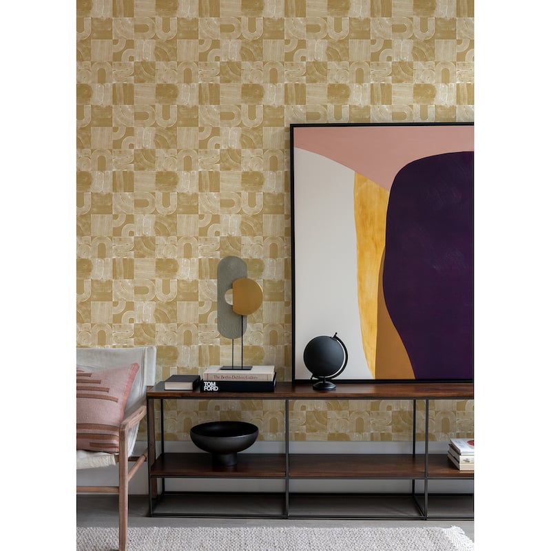 NuWallpaper Yellow Vaughn Geometric Peel & Stick Wallpaper