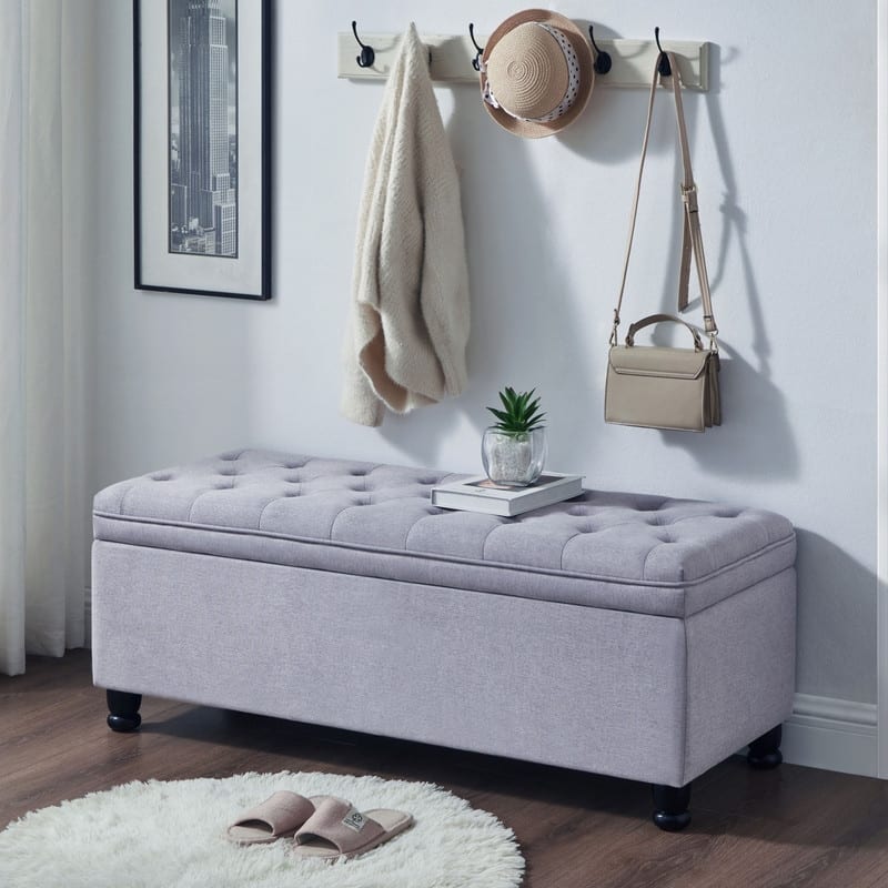 Storage Bench with Spindle Wooden Legs