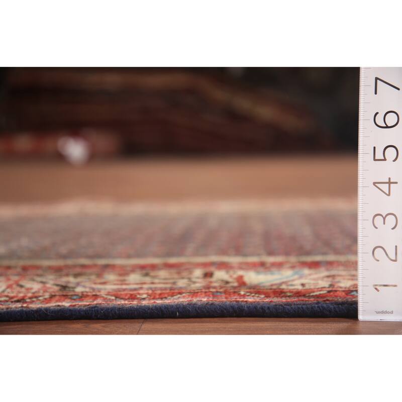 Hand Knotted Oriental 100% Wool Carpet Traditional All-Over Greys & Charcoal Botemir Runner Rug - 10' 4'' X 3' 4''