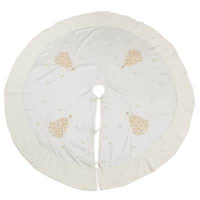 Holly Jolly Embroidered Tree Skirt