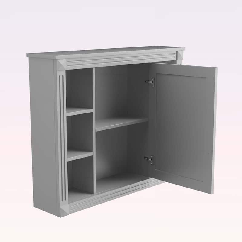 Functional Design Wall Mounted Bathroom Storage Cabinet with Mirror,6 Open Shelves,for Enhanced Organization