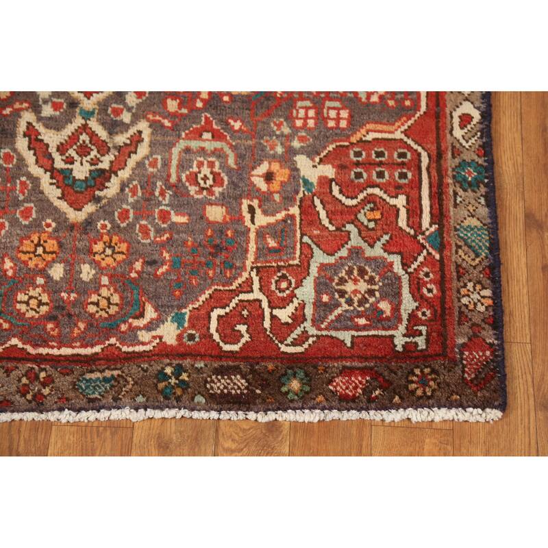 Hand Knotted Oriental 100% Wool Carpet Traditional Geometric Navy Blue & Blues Ardebil Runner Rug - 11' 2'' X 3' 1''