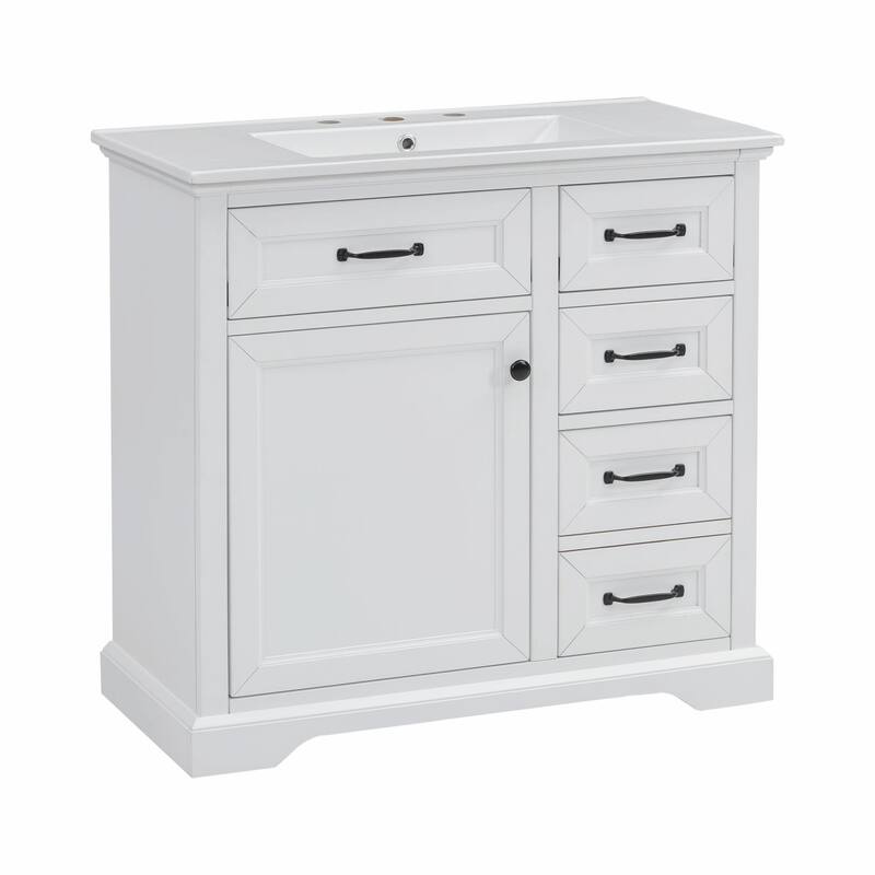 36" Bathroom Vanity with Sink, Tip-out Drawers & Soft-Close Door Hinges