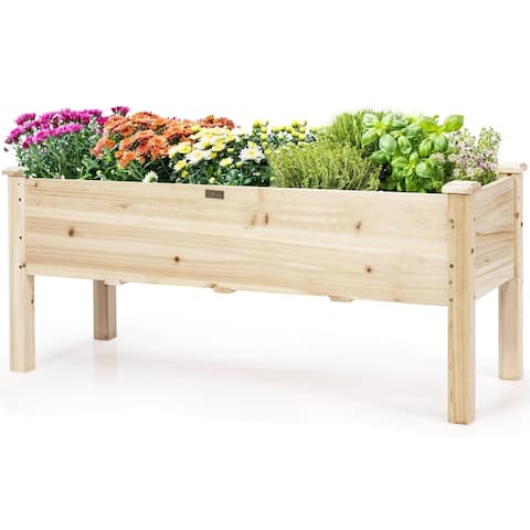 Costway Raised Garden Bed Elevated Planter Box Wood for Vegetable