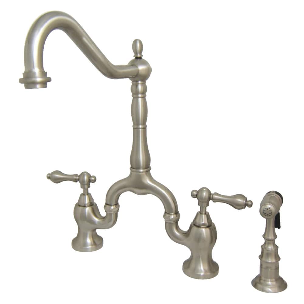 English Country Kitchen Bridge Faucet with Brass Sprayer