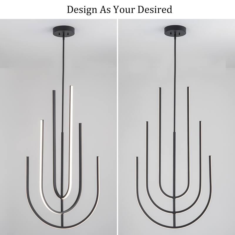 Modern Linear LED Chandelier Kitchen Island Pendant Light - 23.62