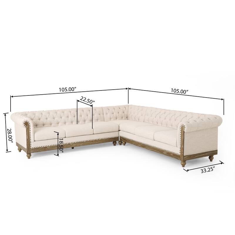 Castalia Chesterfield Tufted 7-seat Sectional Sofa by Christopher Knight Home - 114.00" L x 70.00" W x 31.50" H
